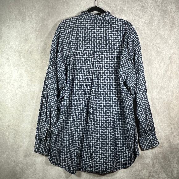 Vintage Chaps Ralph Lauren Shirt Mens 2XLT Blue Geometric Button Up Long Sleeves - Picture 4 of 8